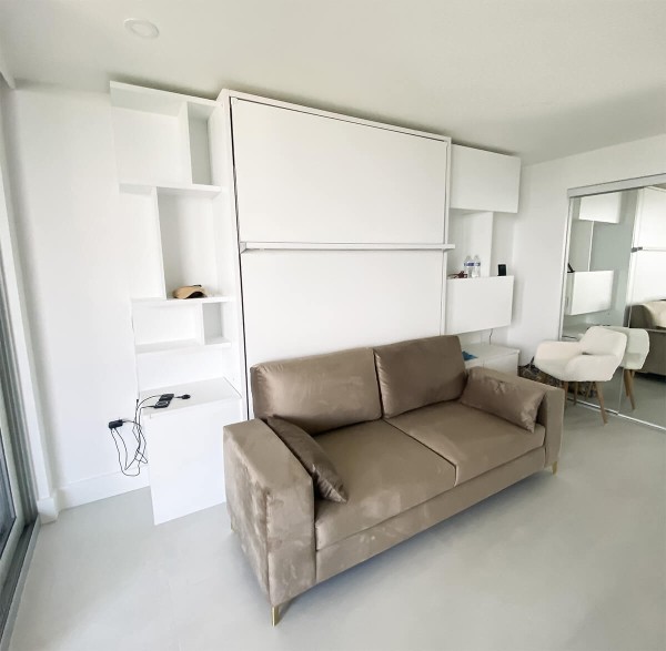 ROYAL Queen Wall Bed with Sectional Sofa, Wardrobes and Bookcases