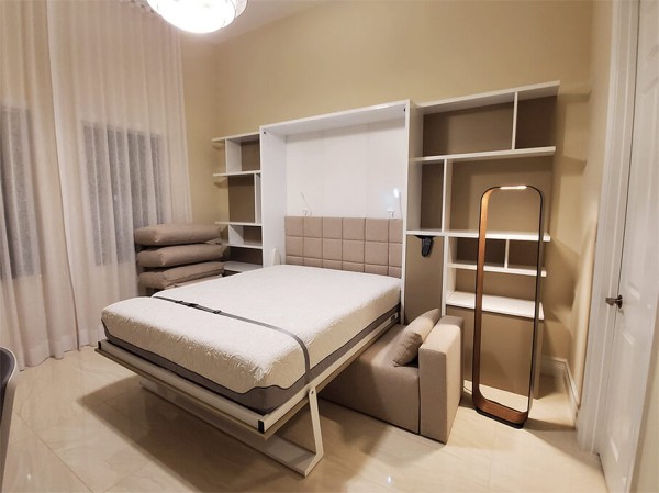 ROYAL Queen Wall Bed with Sectional Sofa and Bookcase Set 120