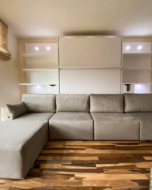 C - ROYAL Queen Wall Bed with Sectional Sofa