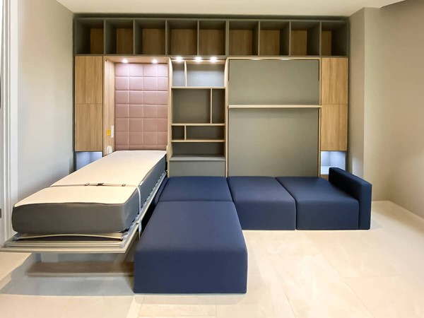 ROYAL Queen Wall Bed with Sectional Sofa and Bookcase Set 275