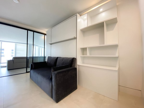 ROYAL Queen Wall Bed with Sectional Sofa and Bookcase Set 302