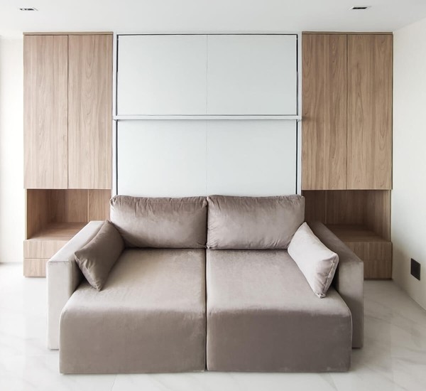 ROYAL Queen Wall Bed with Sectional Sofa and Double Wardrobe