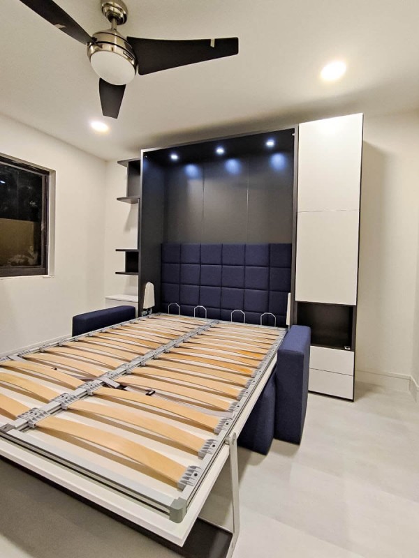 ROYAL Queen Wall Bed with Sectional Sofa and Bookcase Set 313