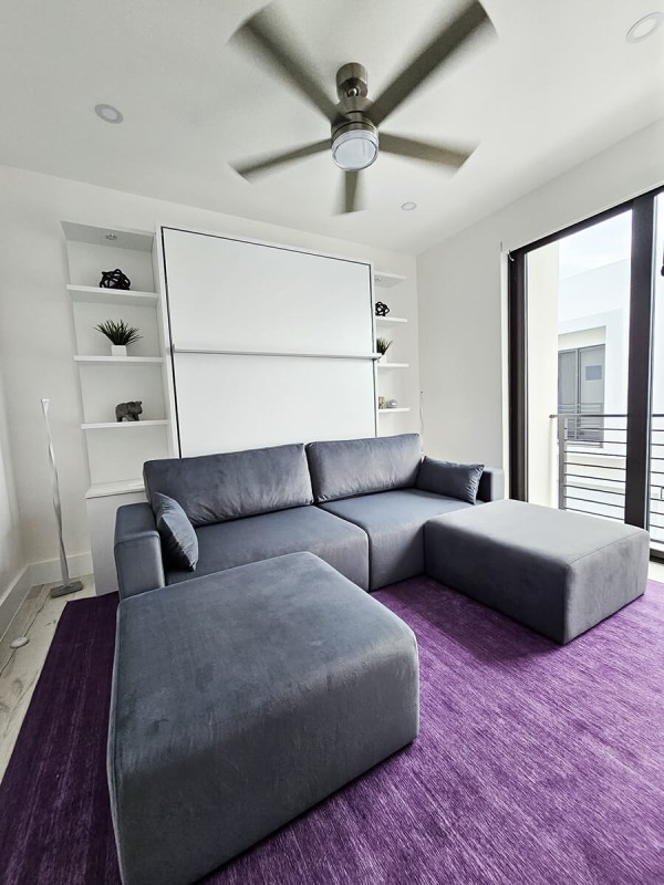 ROYAL Queen Wall Bed with Sectional Sofa and Bookcase Set 324