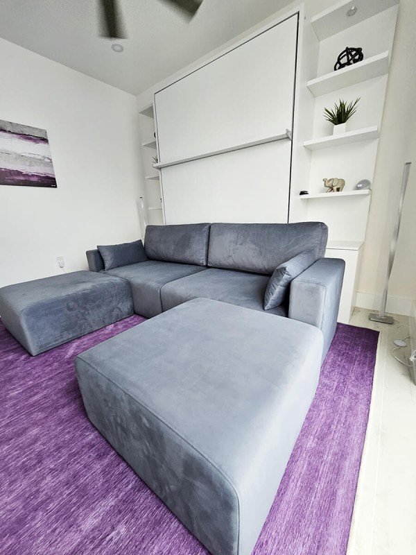 ROYAL Queen Wall Bed with Sectional Sofa and Bookcase Set 325