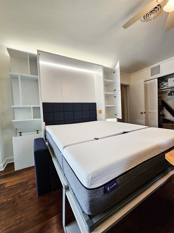 ROYAL Queen Wall Bed with Sectional Sofa and Bookcase Set 329