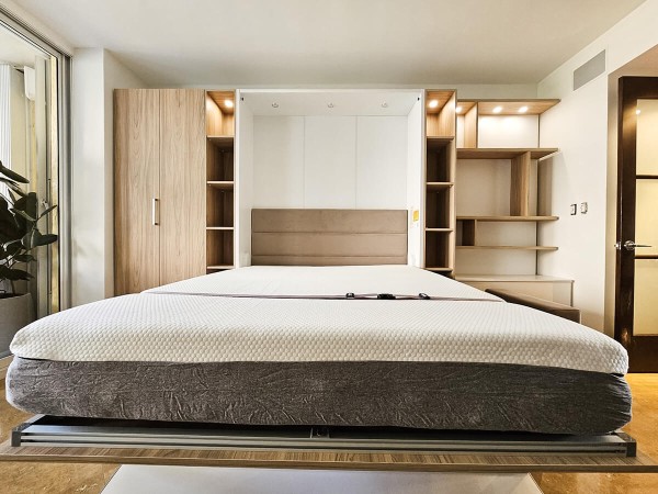 ROYAL Queen Wall Bed with Sectional Sofa and Bookcase Set 333