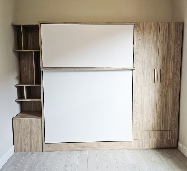 ROYAL Queen Wall Bed with Sectional Sofa and Bookcase Set 341