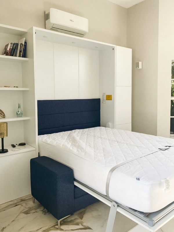 ROYAL Queen Wall Bed with Sectional Sofa and Bookcase Set 360