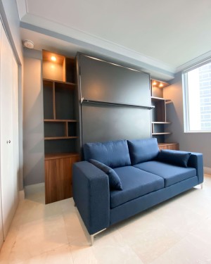 C - ROYAL Queen Wall Bed with Sectional Sofa and Wardrobes