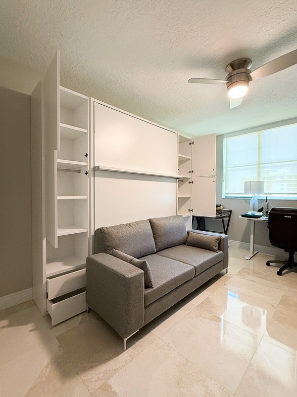 ROYAL Queen Wall Bed with Sectional Sofa and Bookcase Set 410