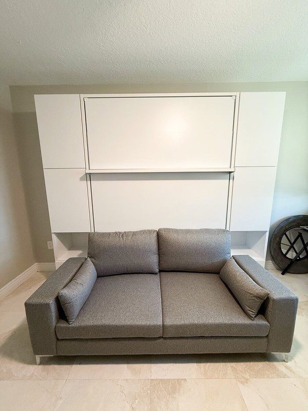 ROYAL Queen Wall Bed with Sectional Sofa and Bookcase Set 412