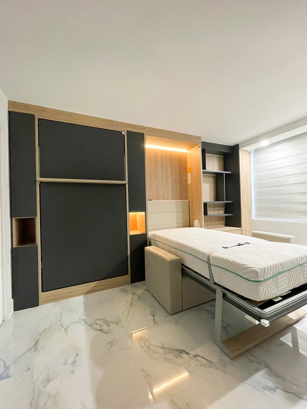 ROYAL Queen Wall Bed with Sectional Sofa and Bookcase Set 418