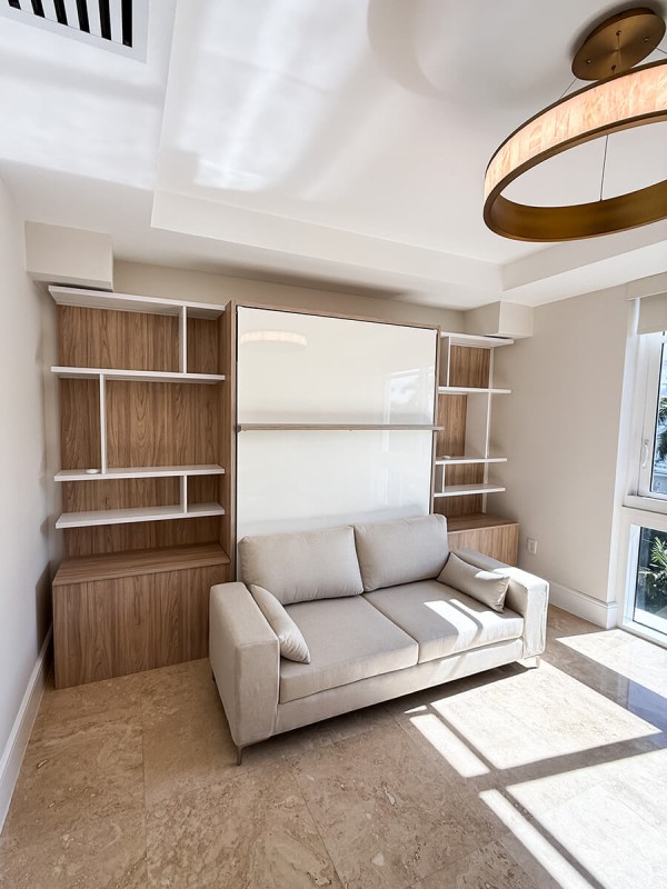 ROYAL Queen Wall Bed with Sectional Sofa and Bookcase Set 434