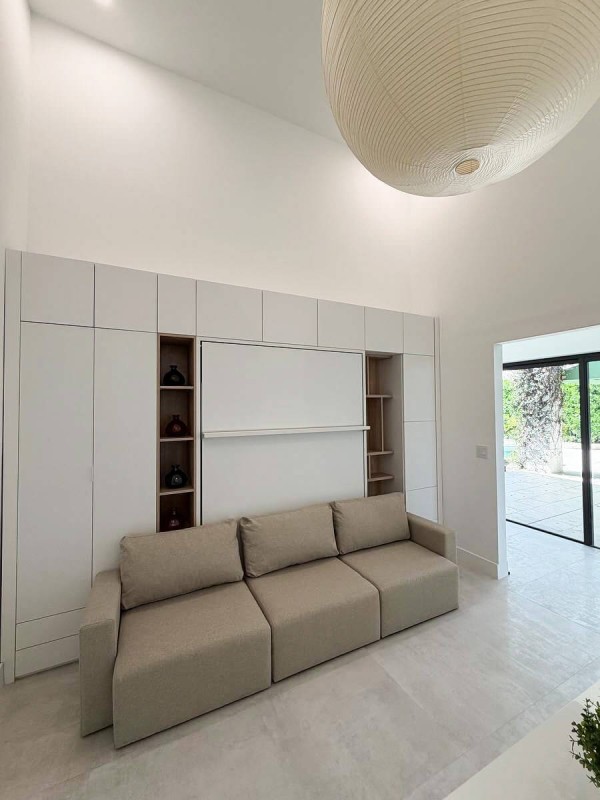 ROYAL Queen Wall Bed with Sectional Sofa Wardrobe and Bookcase