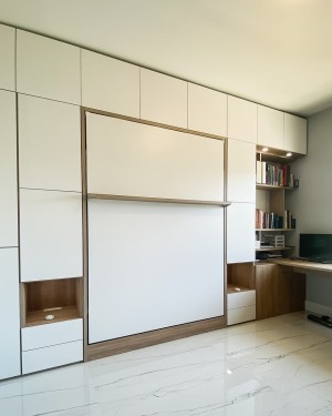 C - ROYAL Queen Wall Bed with Bookcase and Wardrobe