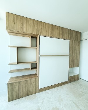 C - ROYAL Queen Wall Bed with Bookcase and Wardrobe