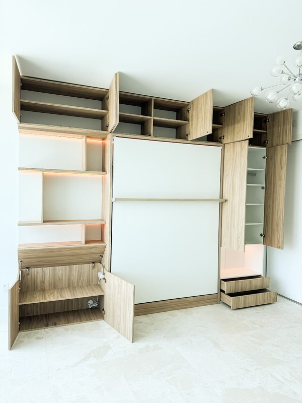 ROYAL Queen Wall Bed with Wardrobes and Bookcase Set 63