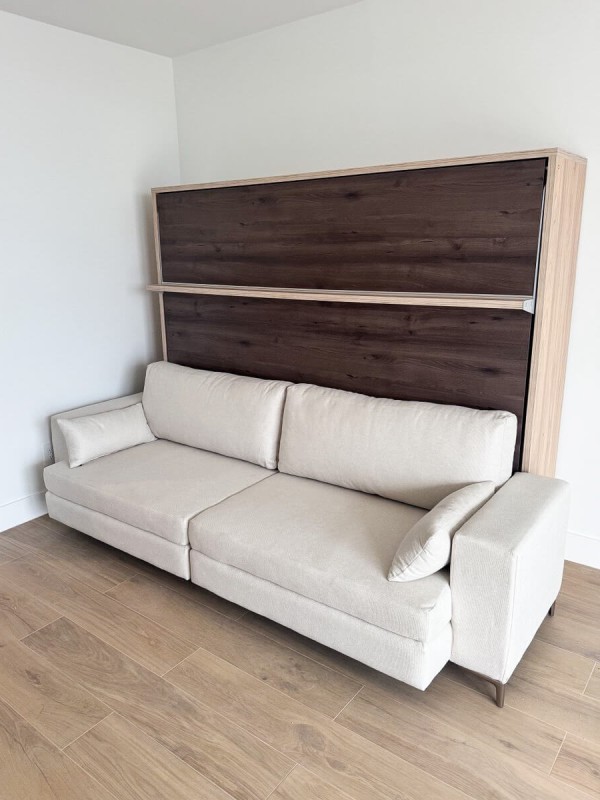 Royal Horizontal Queen Wall Bed with Sectional Sofa