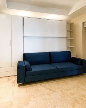 C - Royal King Murphy Bed with Sectional Sofa Wardrobe and Bookcase Set