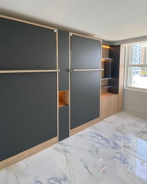 C - Royal Twin / Twin XL Wall Bed with Bookcase and Wardrobe