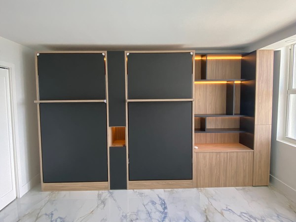 Royal Twin Twin XL Wall Bed with Bookcase and Wardrobe 1