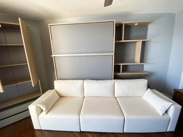 ROYAL Queen Wall Bed with Sectional Sofa and Bookcase Set 243