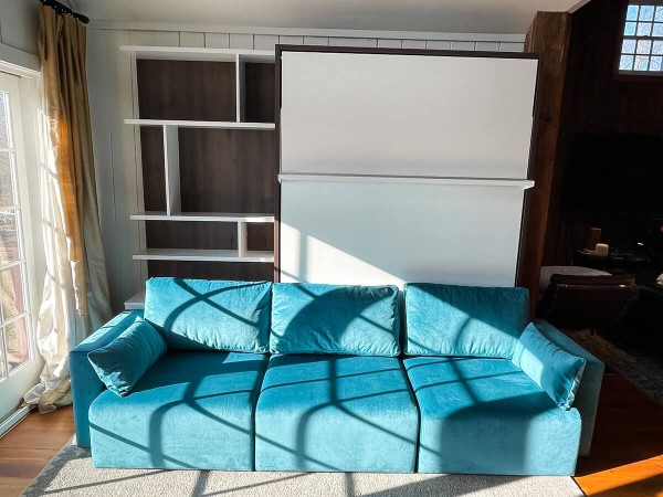 ROYAL Queen Wall Bed with Sectional Sofa and Bookcase Set 253