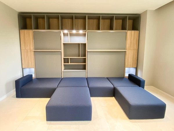 ROYAL Queen Wall Bed with Sectional Sofa and Bookcase Set 279