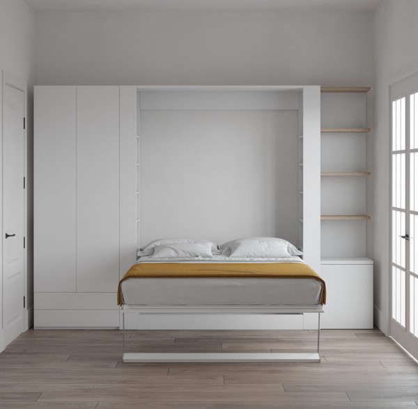 Nova Queen Wall Bed with Bookcase and Wardrobe 5