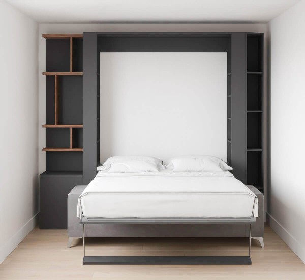 Nova Queen Wall Bed with Sectional Sofa and Bookcase Set 2