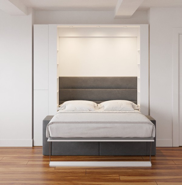 Nova Queen Wall Bed with Sectional Sofa and Bookcase Set 5