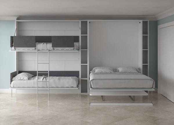 Pensiero Twin Wall Bunk Bed Royal Queen Wall Bed Bookcase and Desk 5