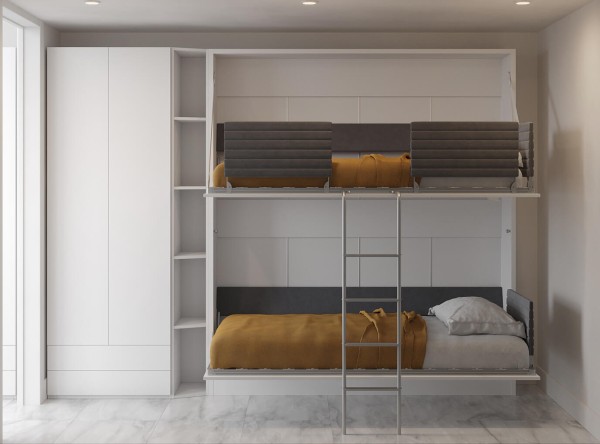 Pensiero Twin Wall Bunk Bed with Wardrobe 3