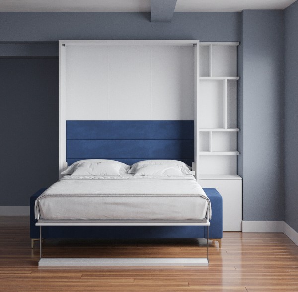 ROYAL Queen Wall Bed with Sectional Sofa and Bookcase Set 395