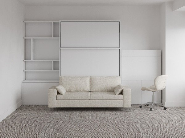 ROYAL Queen Wall Bed with Sectional Sofa and Bookcase Set 400