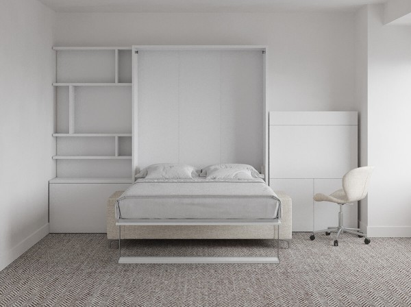 ROYAL Queen Wall Bed with Sectional Sofa and Bookcase Set 401