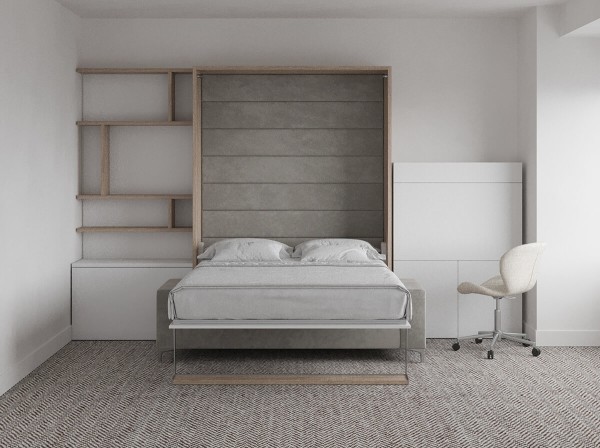 ROYAL Queen Wall Bed with Sectional Sofa and Bookcase Set 403