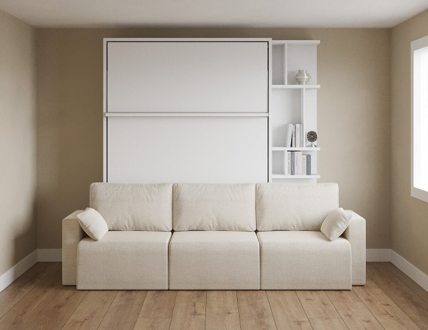 ROYAL Queen Wall Bed with Sectional Sofa and Bookcase Set 405