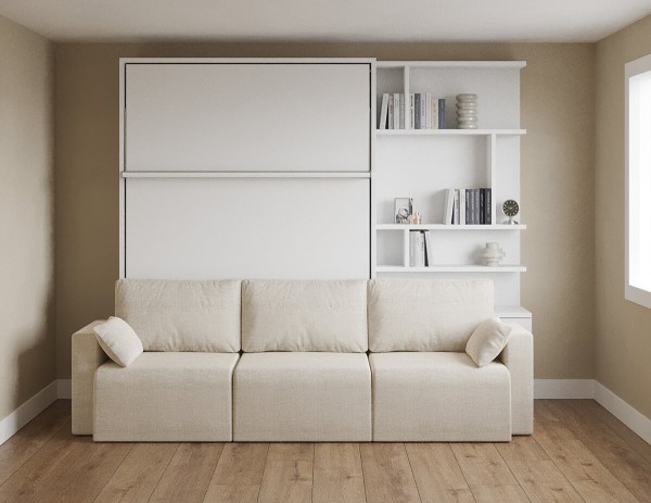 ROYAL Queen Wall Bed with Sectional Sofa and Bookcase Set 406