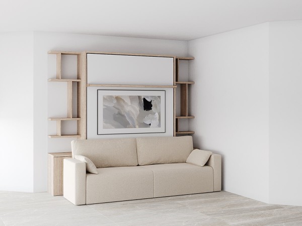 ROYAL Queen Wall Bed with Sectional Sofa and Bookcase Set 416