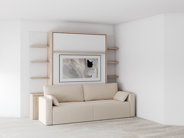 ROYAL Queen Wall Bed with Sectional Sofa and Bookcase Set 417