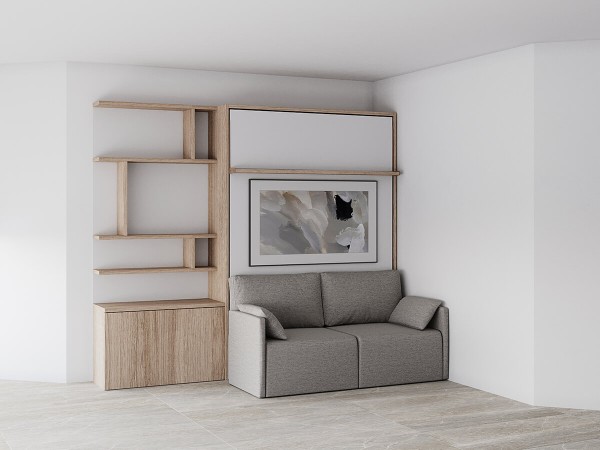 ROYAL Queen Wall Bed with Sectional Sofa and Bookcase Set 418