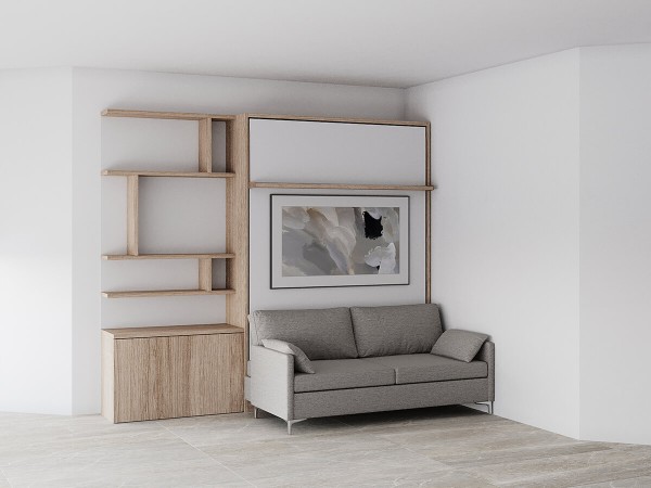 ROYAL Queen Wall Bed with Sectional Sofa and Bookcase Set 419