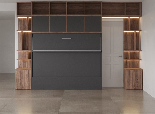 Royal Horizontal Queen Wall Bed with Bookcase Set