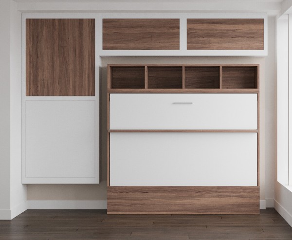 Royal Horizontal Queen Wall Bed with Bookcases 13