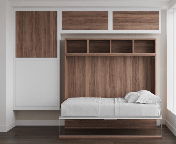 Royal Horizontal Queen Wall Bed with Bookcases 14