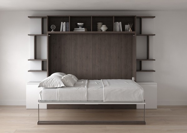 Royal Horizontal Queen Wall Bed with Bookcases 3