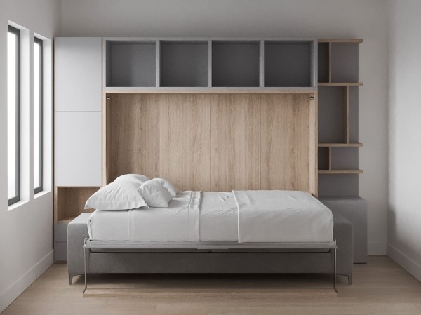 Royal Horizontal Queen Wall Bed with Convertible Wardrobe and Bookcase 5
