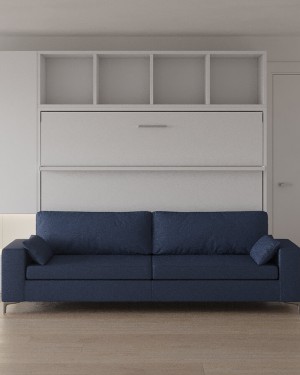 D - Royal Horizontal Queen Wall Bed with  Sofa, Bookcase and Wardrobe